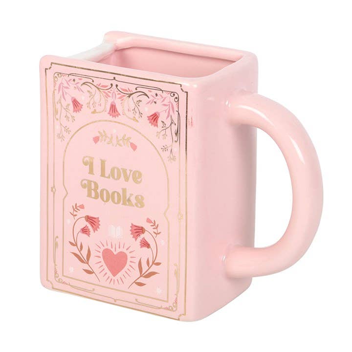 Mug en Forme de Livre "I Love Books" Rose