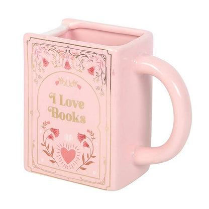 Mug en Forme de Livre "I Love Books" Rose