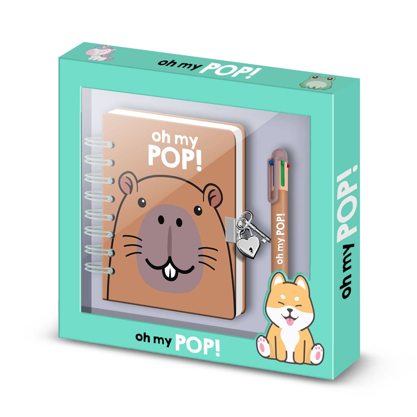 Oh My Pop Capybara-Pack de Journal A5 + Stylo 6 Couleurs