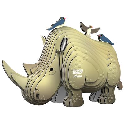 Eugy 3D Modèle: ANIMAL SAUVAGE / RHINOCÉROS 8,6x4,3x5,8cm, en carton, en boîte, 6+