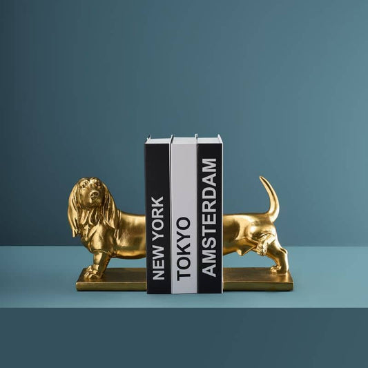 S/2 Fermalibri Bassotto, Oro 27,5 x 14 x 20 cm