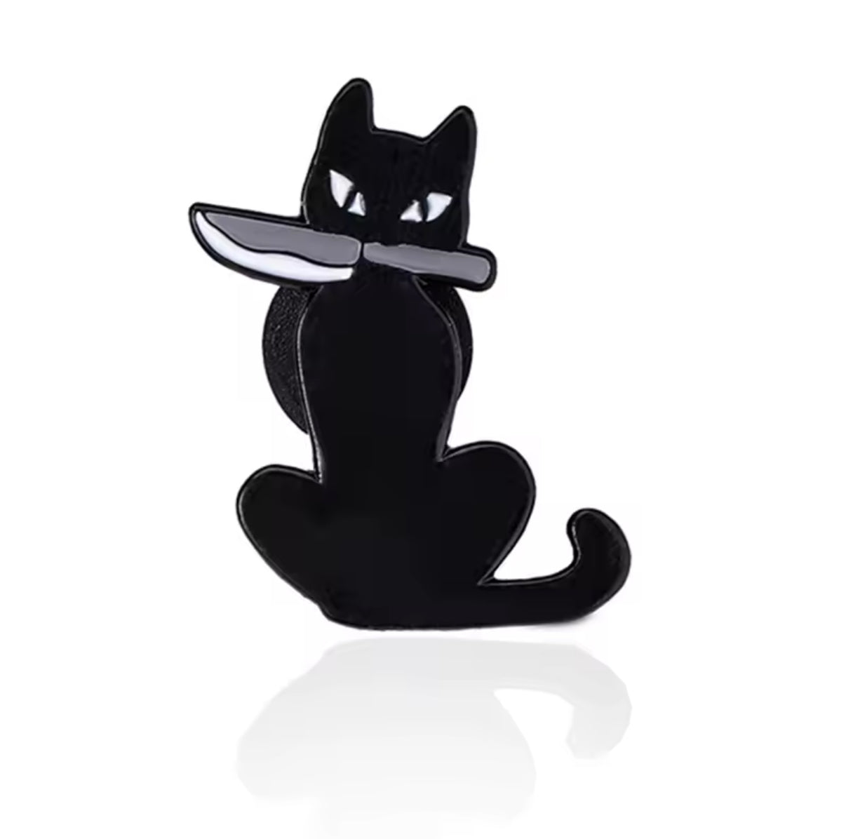 pins chat noir avec couteau