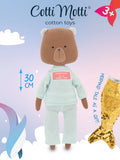 Oscar l'Ours en Peluche : Ensemble Vêtements et Queue de Sirène - 29 cm