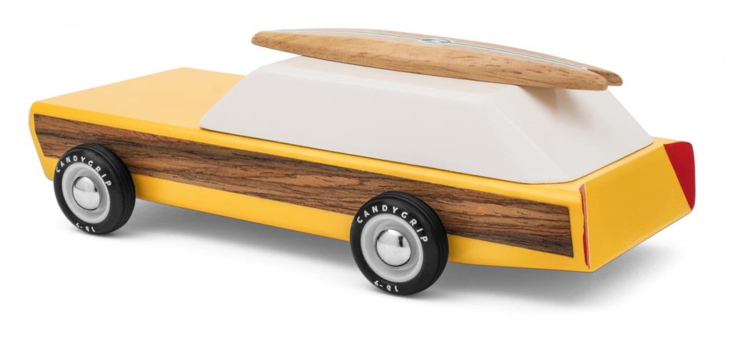 Coche de madera Candycar World - Familiar con tabla de surf