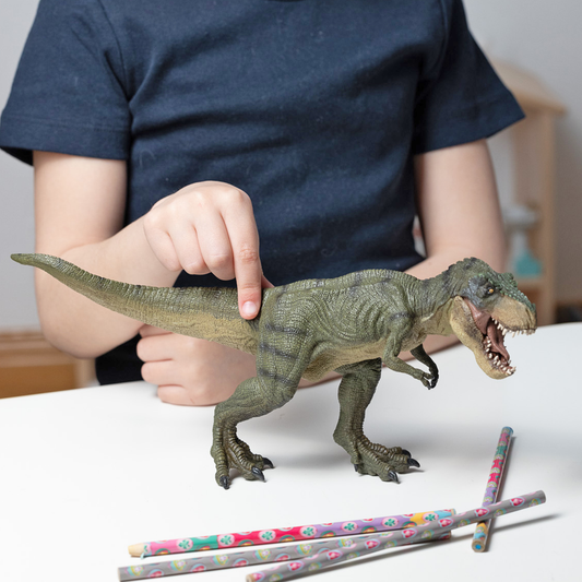 Running green T-Rex figurine