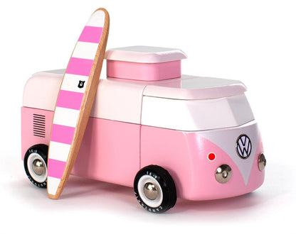 Coche de madera Candycar World - Furgoneta de playa rosa