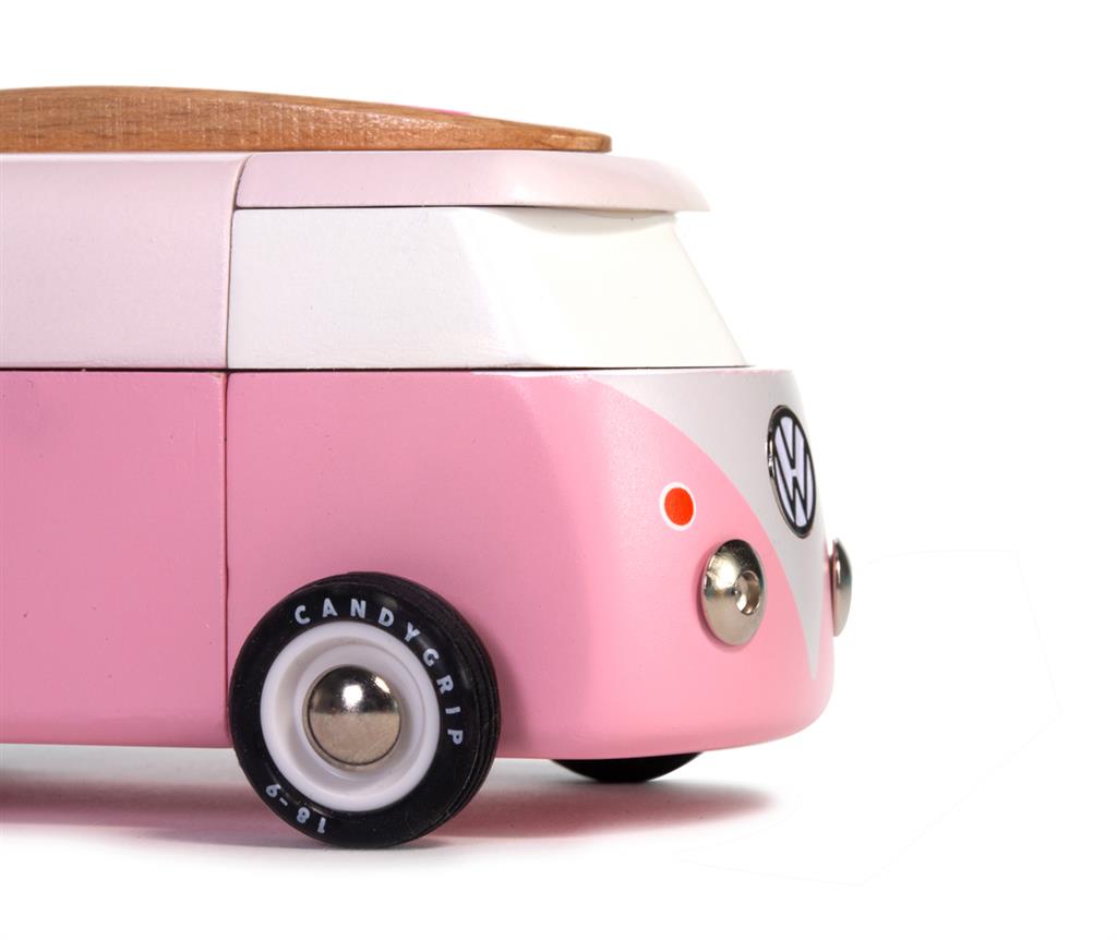Coche de madera Candycar World - Furgoneta de playa rosa
