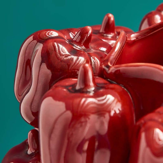 Vaso rosso paprika, gres, 25 x 25 x 31 cm fatto a mano