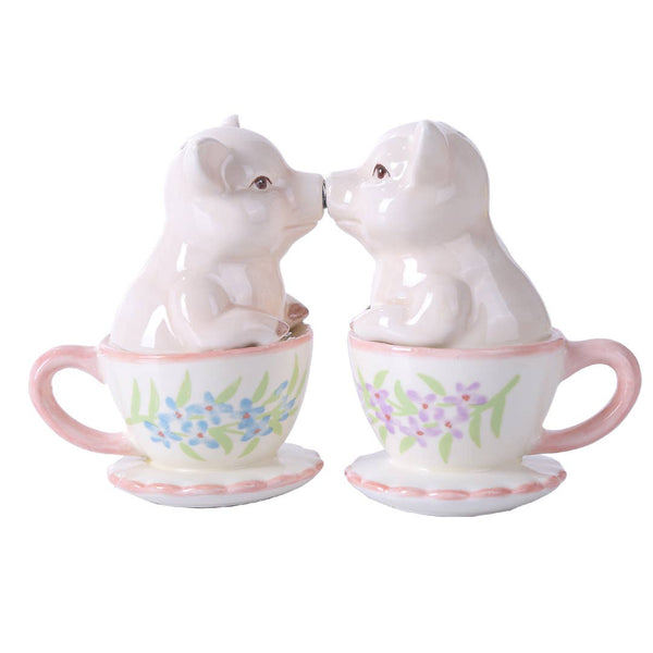 Salière et poivrière Cochons dans des Tasses à Thé