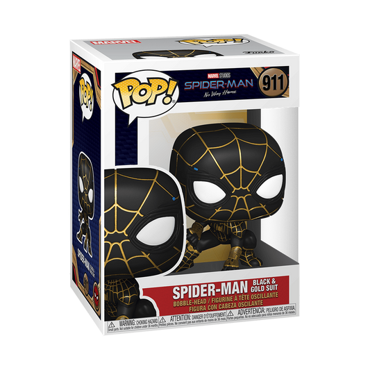 pop spider man black gold suit 911