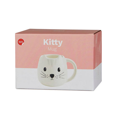 Mug, kitty design, white, 400 ml, with handle, ceramic