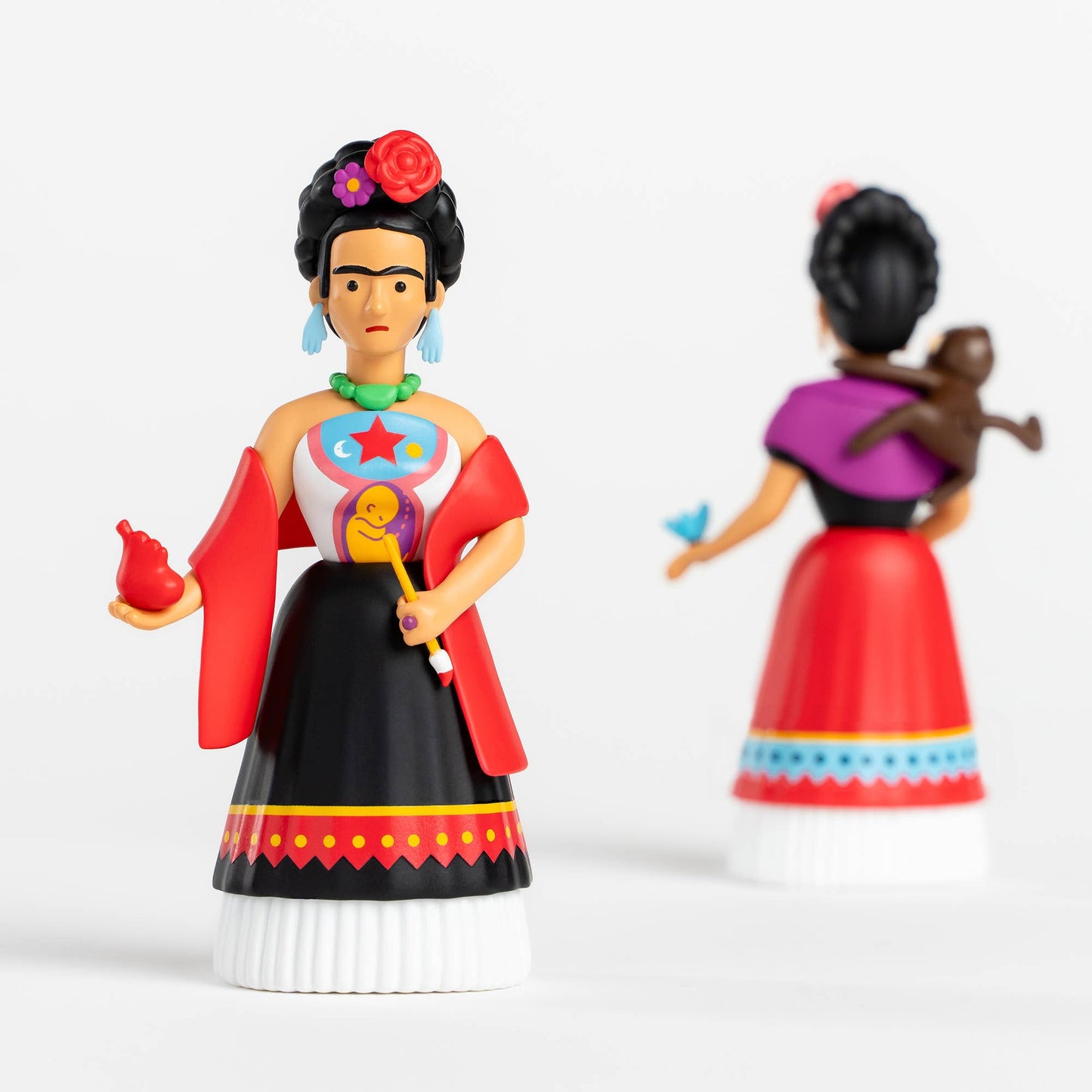 Conjunto de duas estatuetas colecionáveis ​​de Frida Kahlo - Oferta da artista mexicana Kahlo