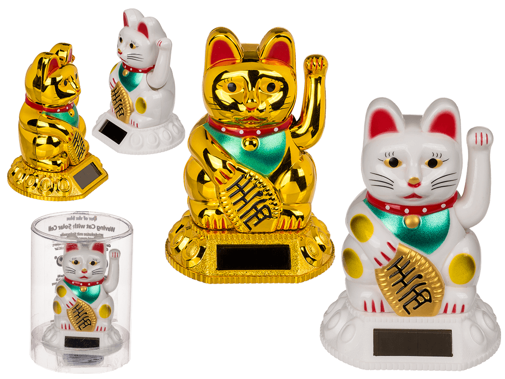 Mini Chat Chanceux Blanc Solaire – vue 3