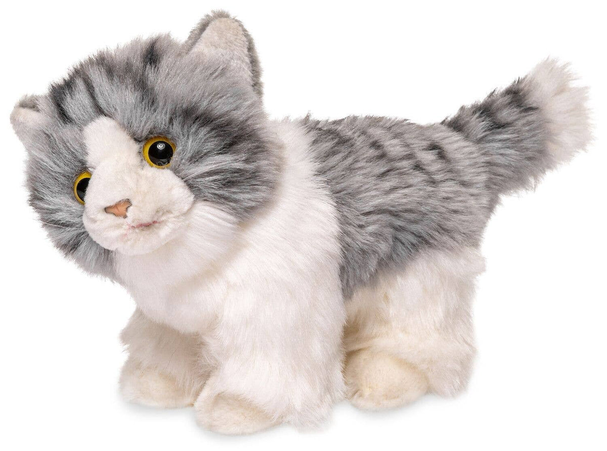 Peluche Chaton Gris-blanc Debout
