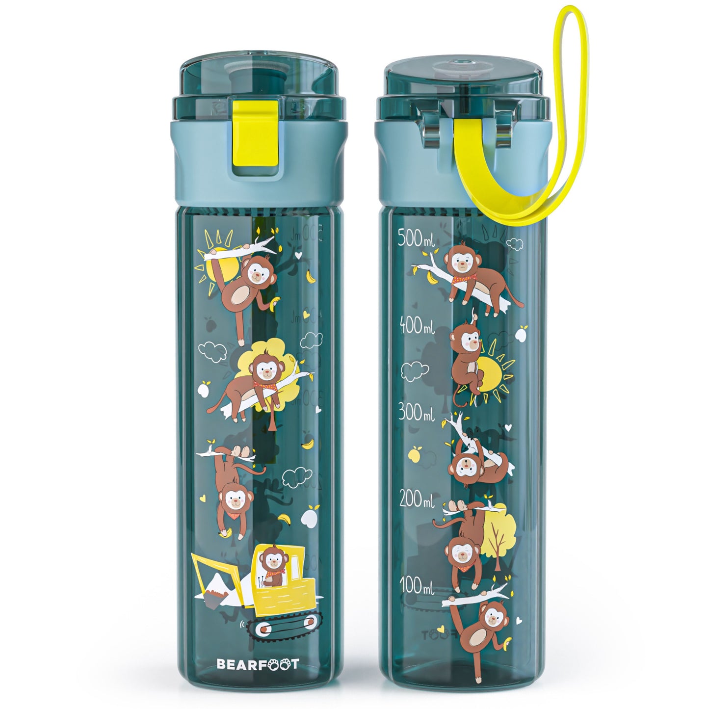 Kids' Water Bottle, 500ml, lightweight - Excavator-blue