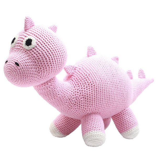 Brinquedo de peluche em crochê tamanho XL - Dinossauro rosa claro