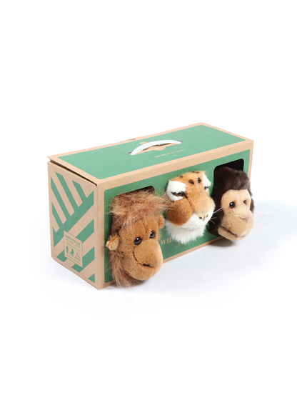 Mini decorazione da parete con testa di animale di peluche: set giungla