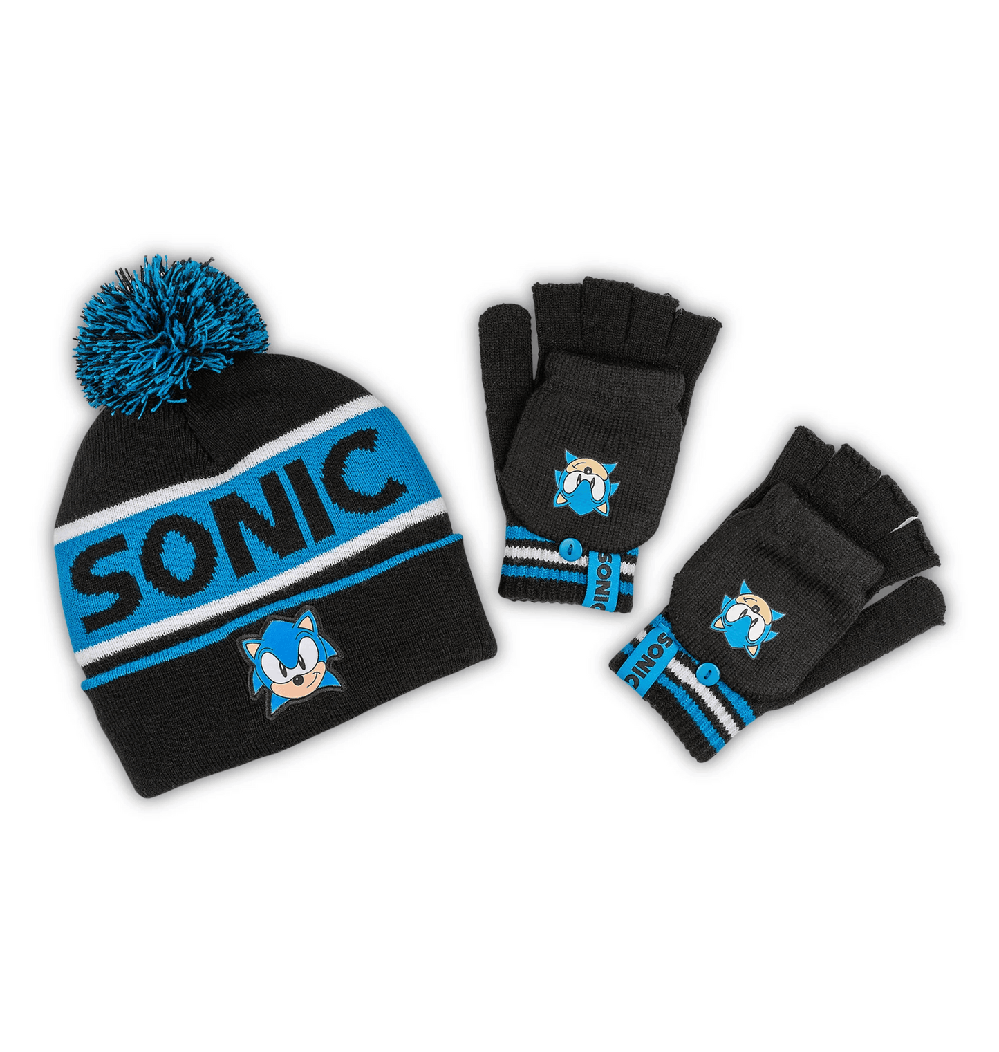 Set bonnet à pompon et gants enfant Sonic The Hedgehog