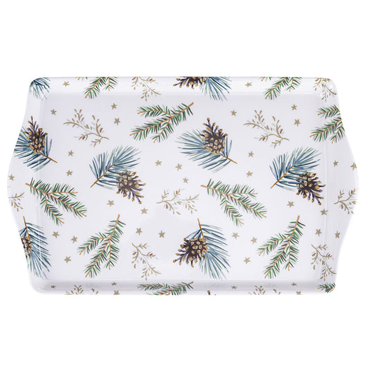 持ち手付きメラミントレイ 38.5 x 24.5 cm クリスマスデコレーション、ヒイラギ