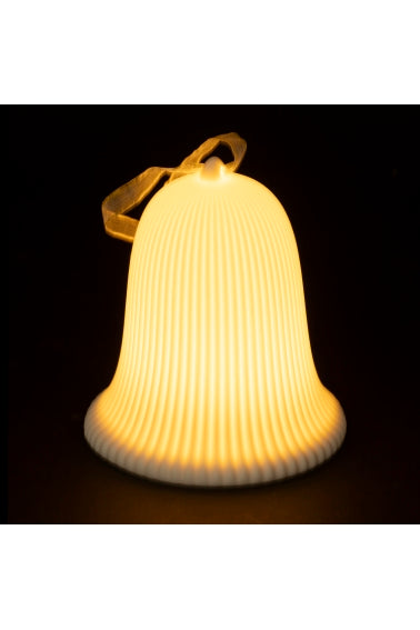 BIG DECORATIVE BELL STRIPED RELIEF, STRING + LED - 5916458