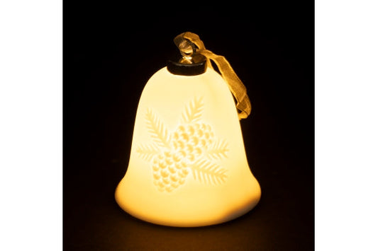 装飾用ベル、松ぼっくりレリーフ、紐＋LED - 5916460