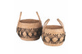 SET 2 NATURAL FIBRE BASKETS DECOR. BLACK ROPE - 5921920