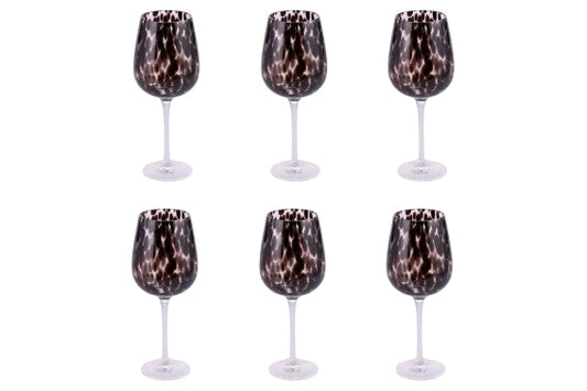 JAMILA SET OF 6 GOBLETS 510ML TRANSPAR.W/BLACK BAL - 5925101