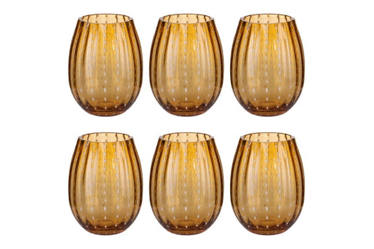 SHIRAZ SET OF 6 WATER GLASSES 525ML AMBER - 5925119