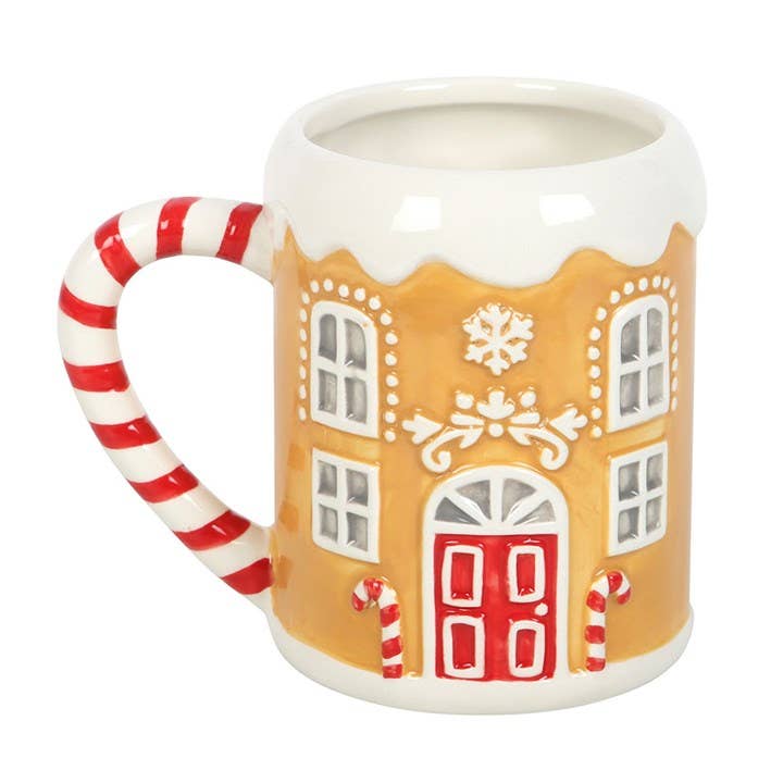 Gingerbread House &amp; Candy Cane 3D Mug