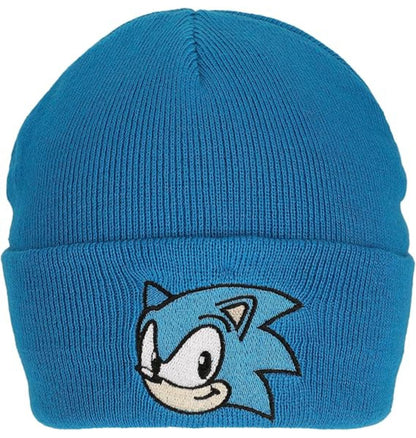 Bonnet côtelé bleu Sonic avec logo