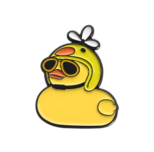 pin s canard jaune avec casque a helice