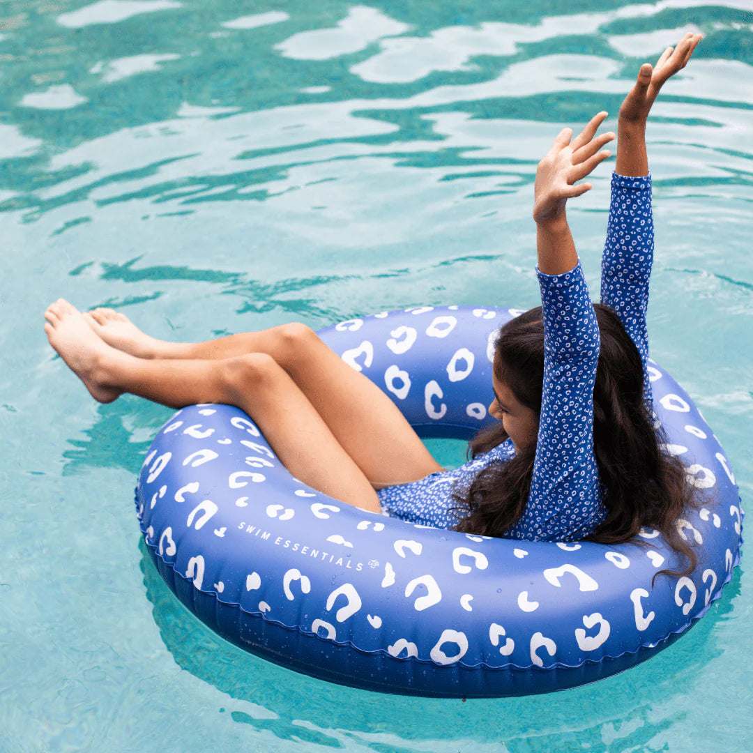 Flotador de piscina con estampado de leopardo azul 