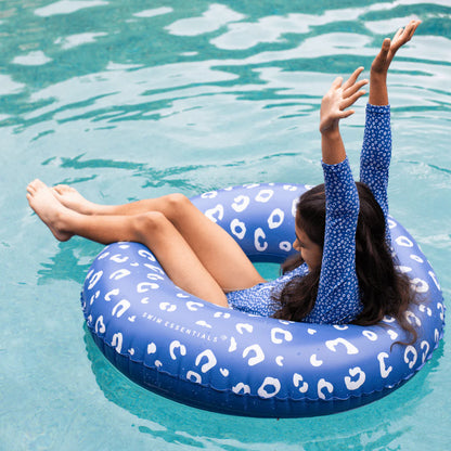 Flotador de piscina con estampado de leopardo azul 
