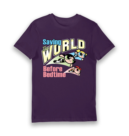 T-shirt adulte Powerpuff Girls Saving The World Before Bedtime