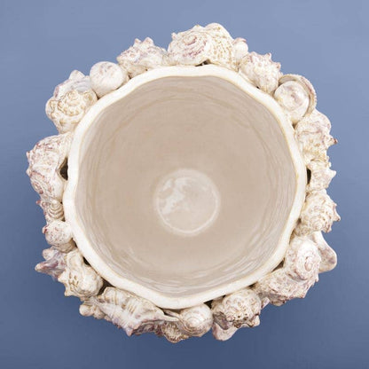 Jarrón de conchas marinas, gres natural L