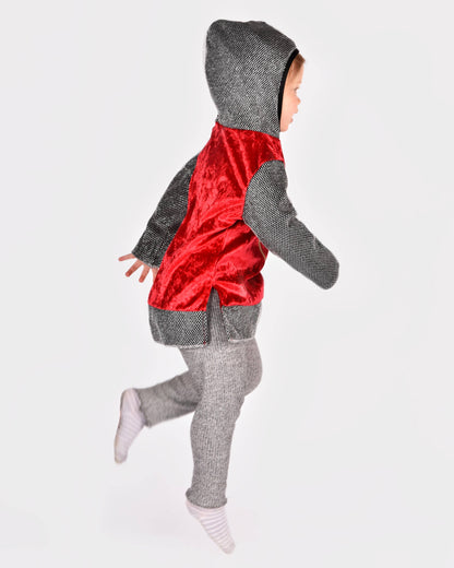 Red Knight Tunic with Hood 98-104 cm 2-4 years