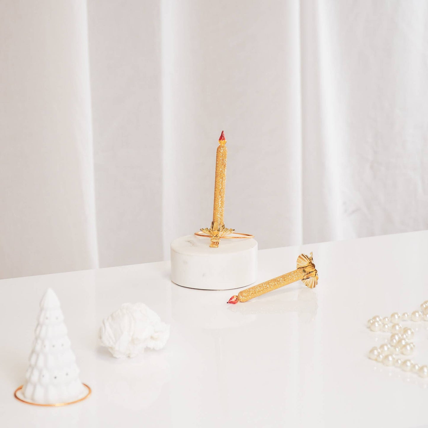 Bougie à incandescence UV, décoration de Noël, verre, 4 x 4,5 x 13 cm