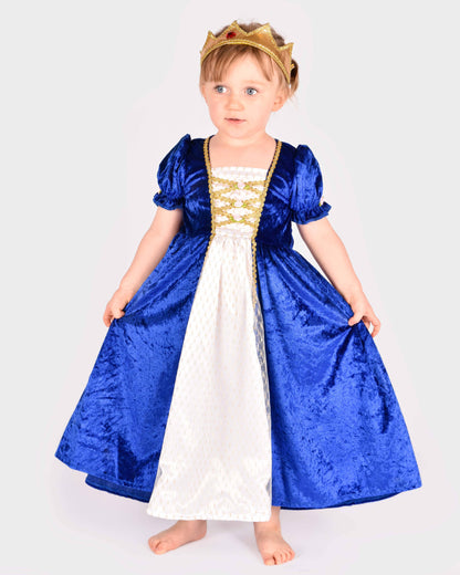 Blue velvet princess dress for 2-4 years (size 98-104)