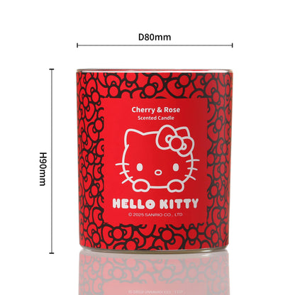 Vela roja con estampado original de Hello Kitty y aroma a cereza y rosa