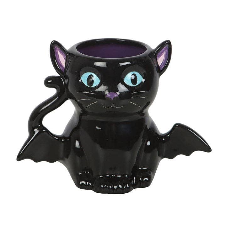 Taza de gato murciélago gótico 3D