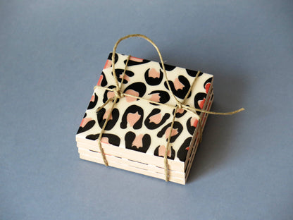 Leopard design ceramic coasters