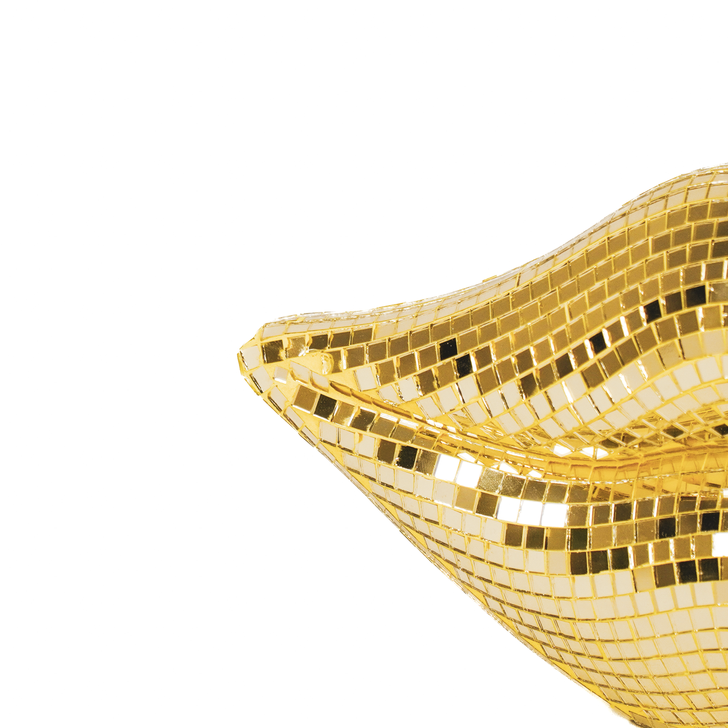 Adorno - Disco - Labios - Vidrio - Dorado - 29x10x13,5 cm