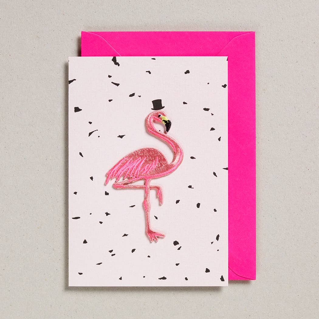 Greeting Card with Patch - Flamingo
