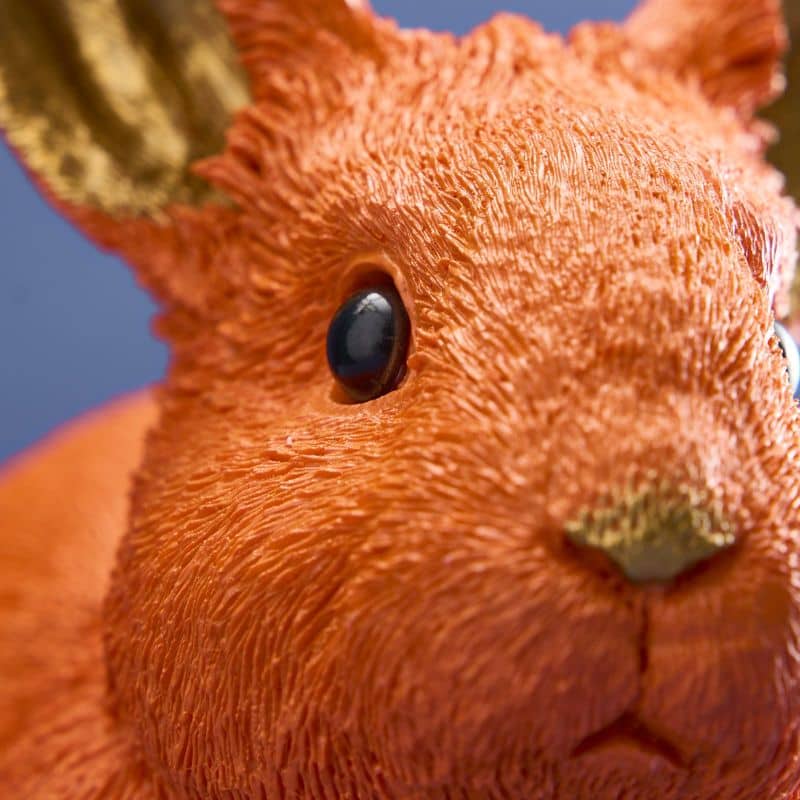 Lapin économe, résine polyuréthane orange, 21 x 11 x 16 cm