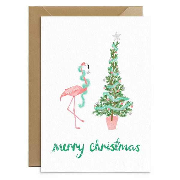 Carte de Noël Flamant rose