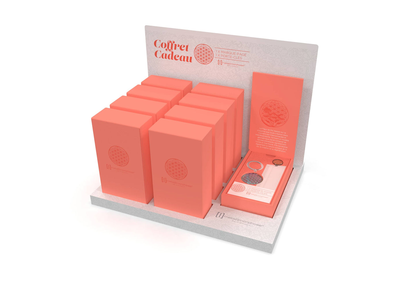 Caja de llavero y marcapáginas "Flor de la vida"