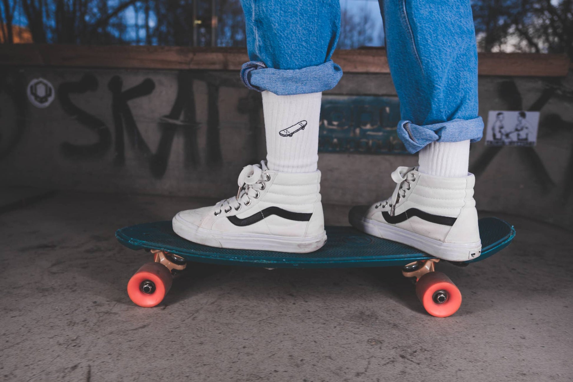 Chaussettes skateboard Charles brodées main