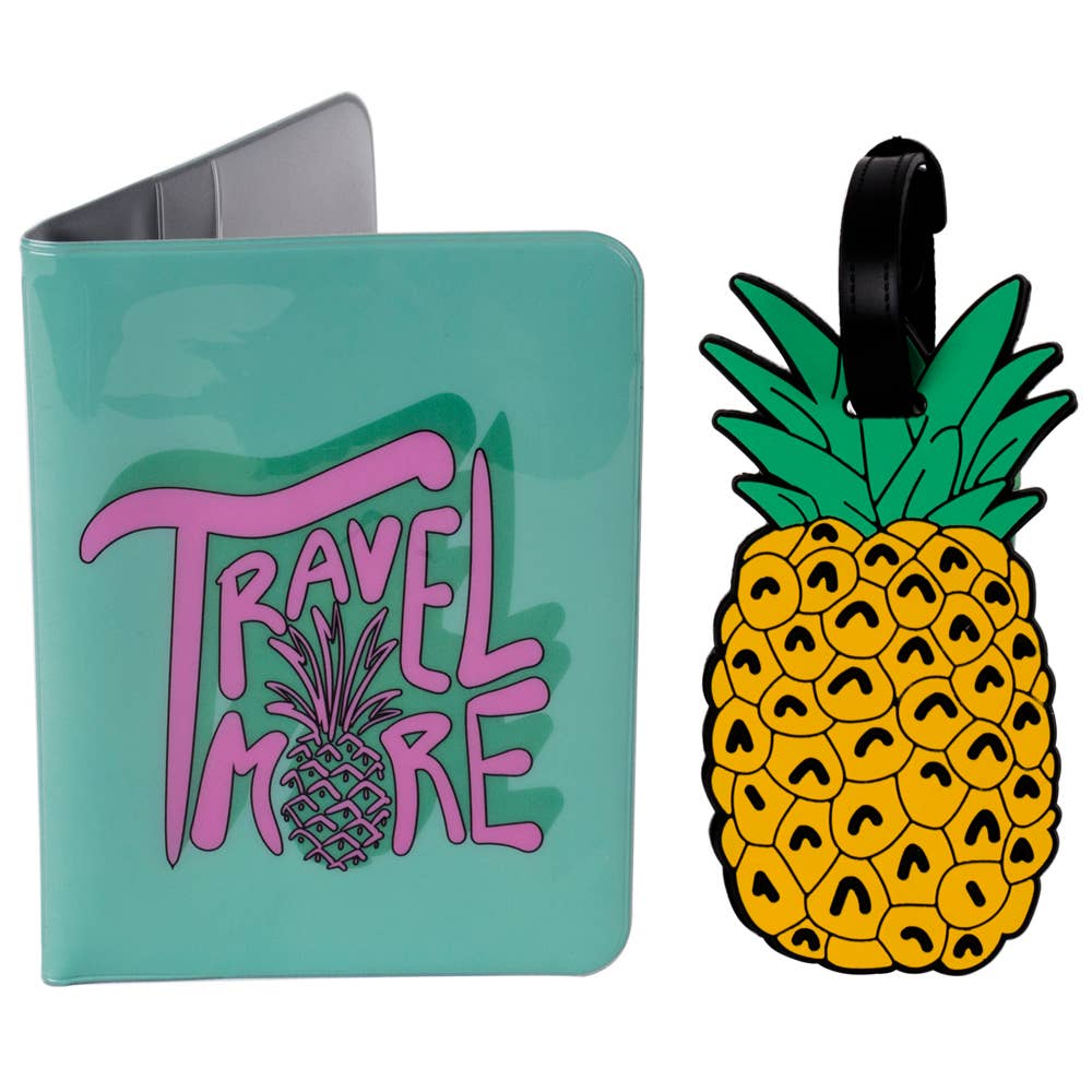 Porte Passeport et Identifiant de Bagage Voyage Licorne et Ananas