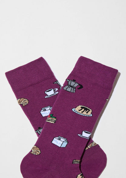 BeSweetBreakfast Violet - Chaussettes en Coton 100% Biologique