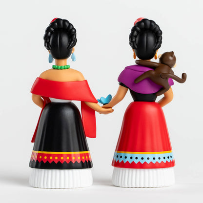 Conjunto de duas estatuetas colecionáveis ​​de Frida Kahlo - Oferta da artista mexicana Kahlo